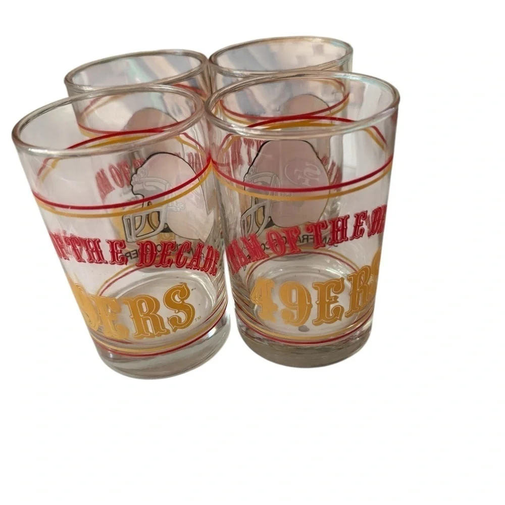 San Francisco 49ers Team of the Decde 12 Ozs Drinking Glasses 1980's NFL Footbal